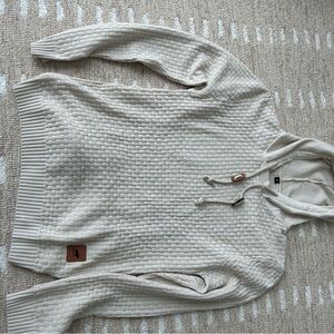 Hoodie Cream Textured Men's Sweater; size M